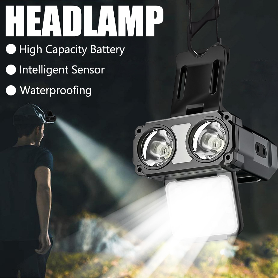 Headlamp - 센서 COB LED 헤드램프 캡 클립