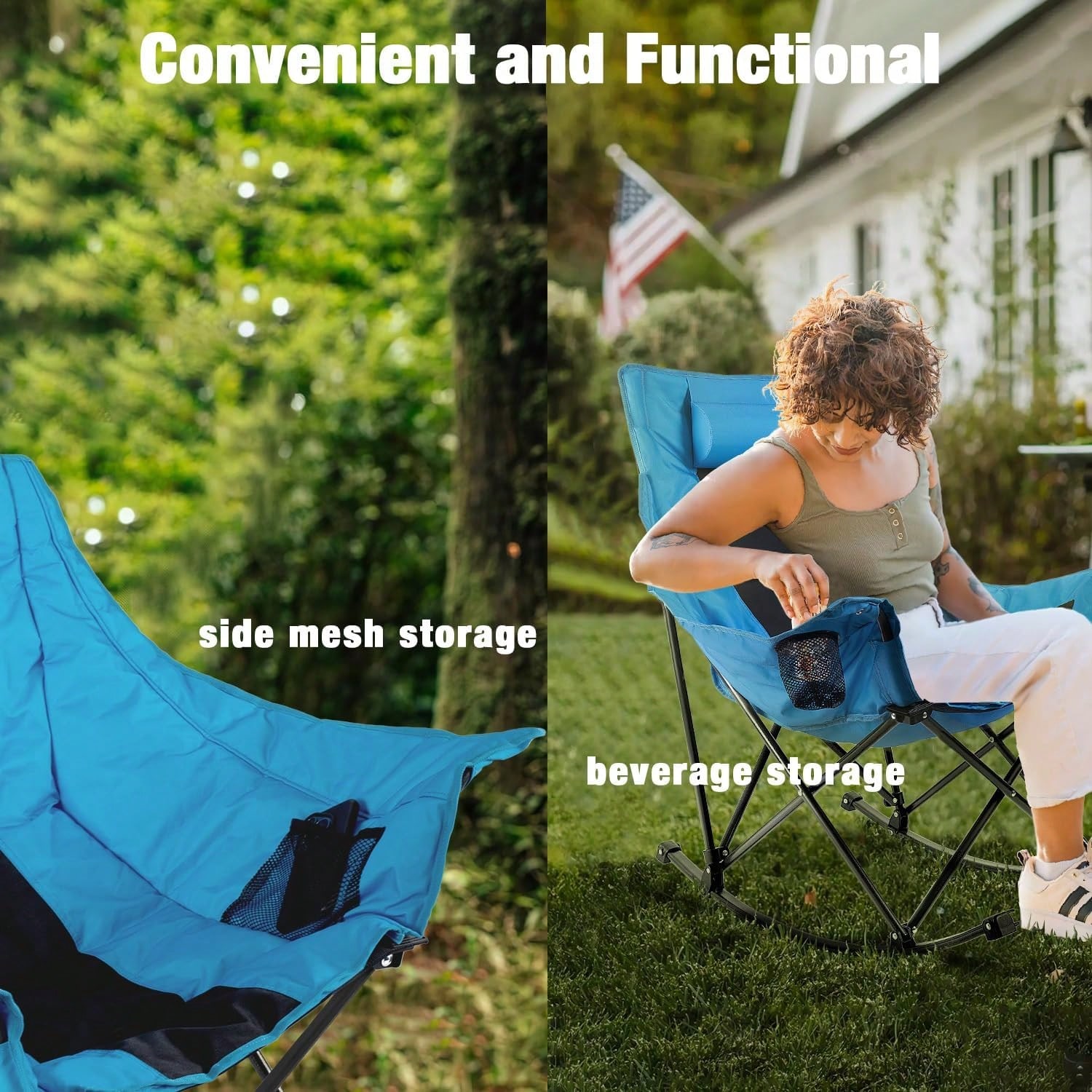 성인용 야외 접이식 흔들 캠핑 의자 – 내장형 컵홀더, - Outdoor Camping Rocking Chair 리뷰 및 가격
