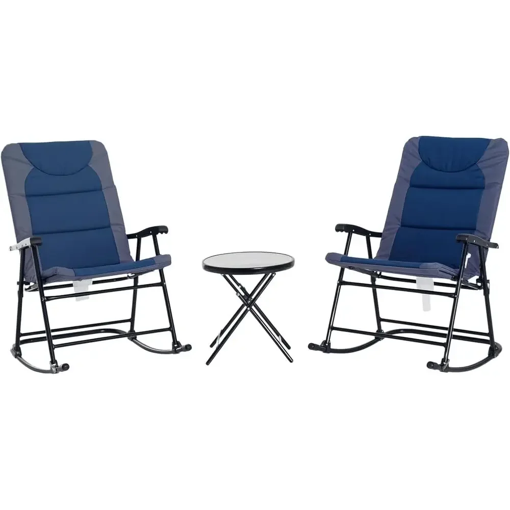 네이비 블루 3피스 야외 파티오 가구 세트(유리 커피  - Outdoor Camping Rocking Chair 리뷰 및 가격
