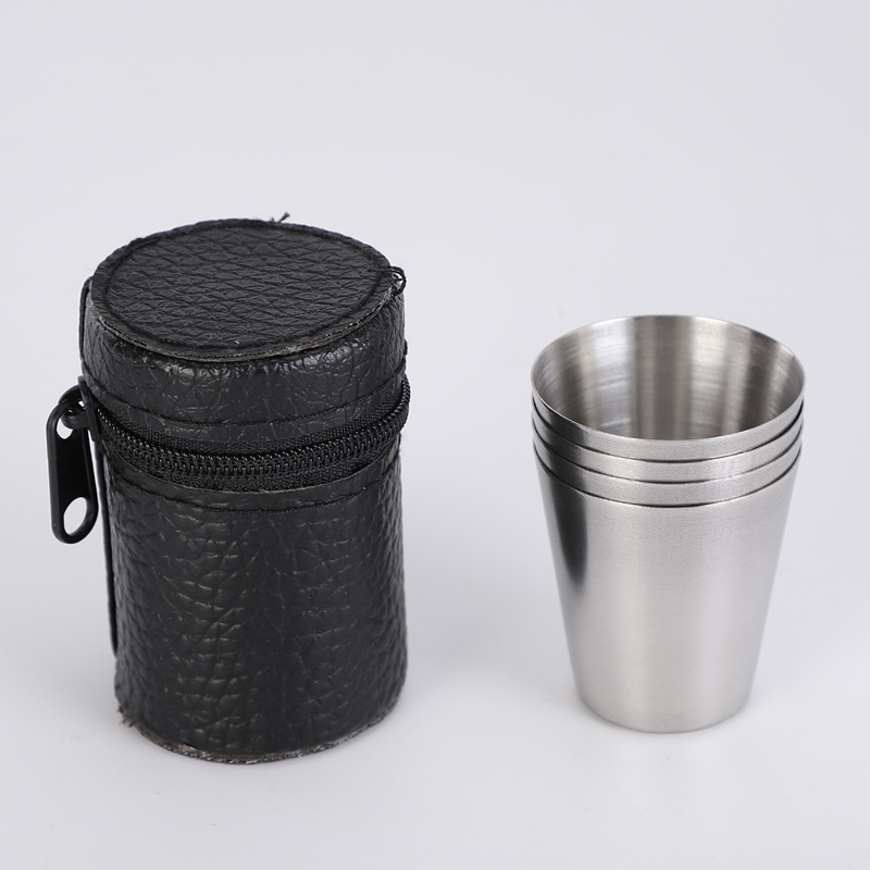 가죽 케이스와 4Pcs 30ml 스테인레스 스틸 샷 안 - Outdoor Camping Gear Brands 리뷰 및 가격