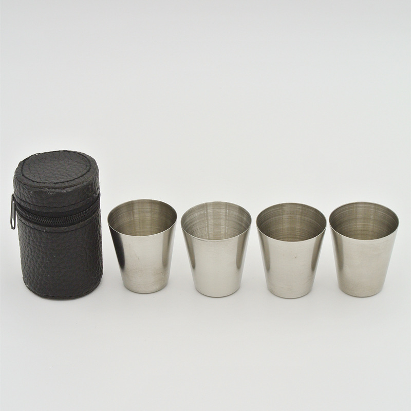 가죽 케이스와 4Pcs 30ml 스테인레스 스틸 샷 안 - Outdoor Camping Gear Brands 리뷰 및 가격