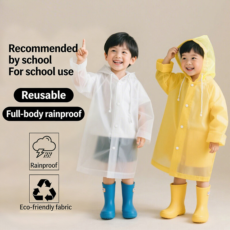 일회용 아동용 긴 비옷 EVA 일체형 레인 판초 방수  - Outdoor Camping Activities For Kids 리뷰 및 가격