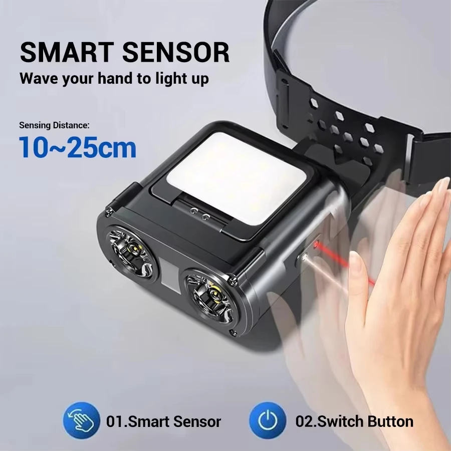 센서 COB LED 헤드램프 캡 클립 라이트 USB 충 - Headlamp 리뷰 및 가격