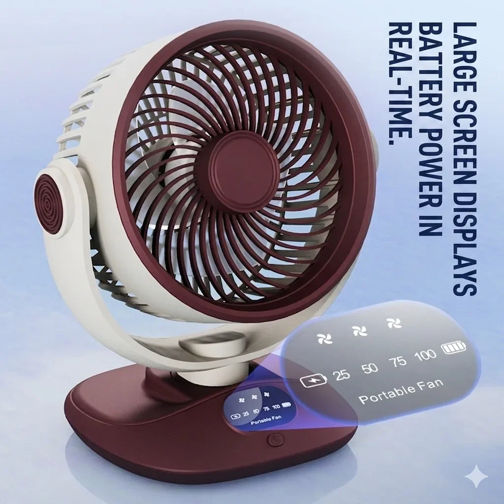 데스크탑 팬 충전식 터보 공기 순환기 3 속도 LED  - Camping Quiet 리뷰 및 가격